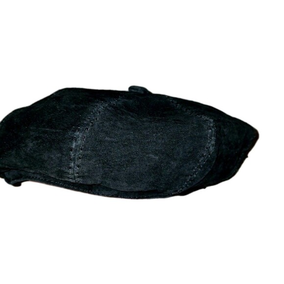 Liz Claiborne Vtg Black Suede Visor Cap Newsboy, Cabbie Hat Y2K - Picture 9 of 12